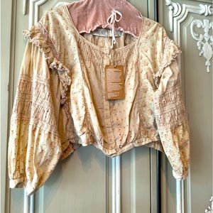 MAGNOLIA PEARL HARMONEE BLOUSE,🍃🌸Pink Floral Roses, OSFM